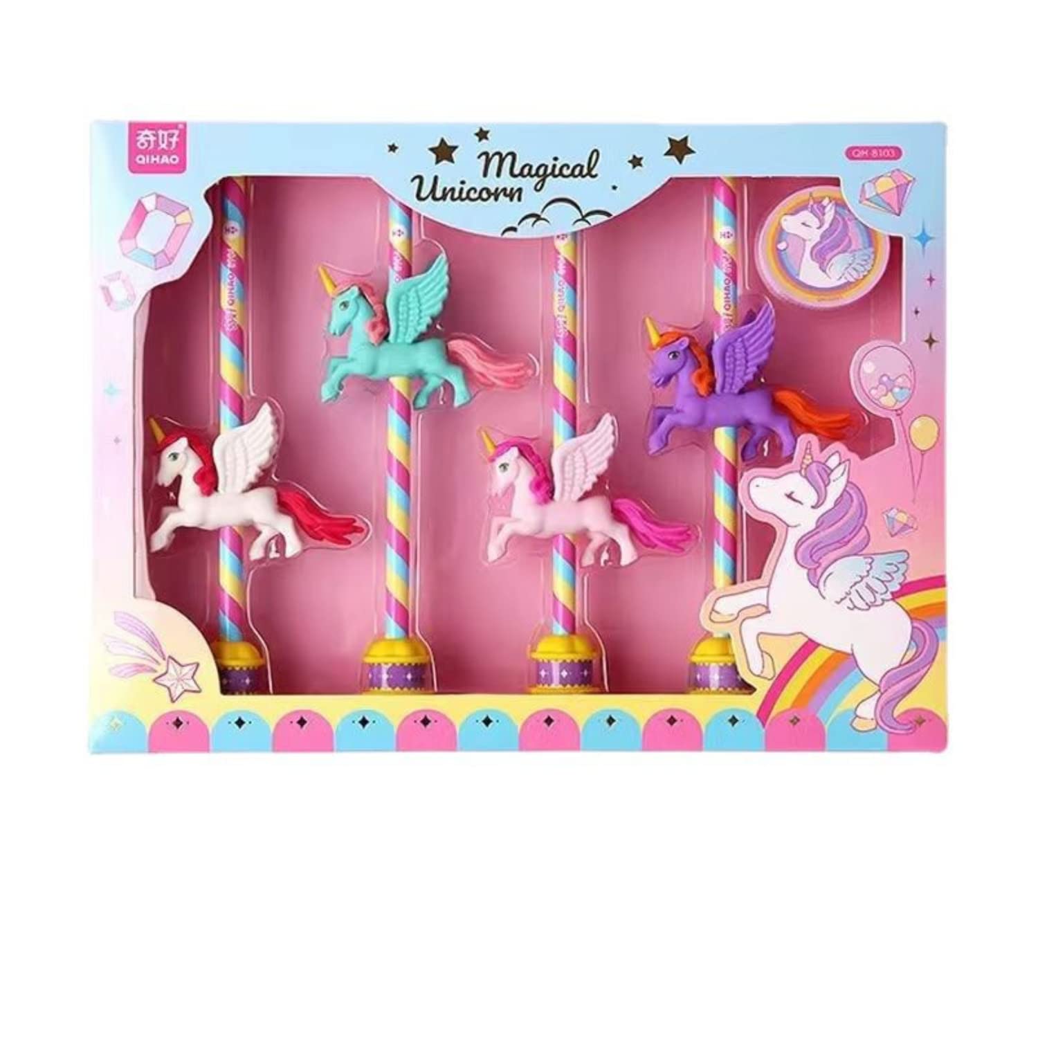 Magical Unicorn Stationary Kit for Girls Unicorn Pencil Eraser Set