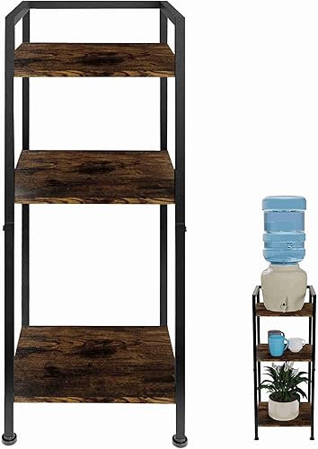 Miniatura 8 de Soporte dispensador de agua de 5 galones, soporte para jarra de agua de 3 niveles de 32 pulgadas, de metal con soporte para jarra de madera
