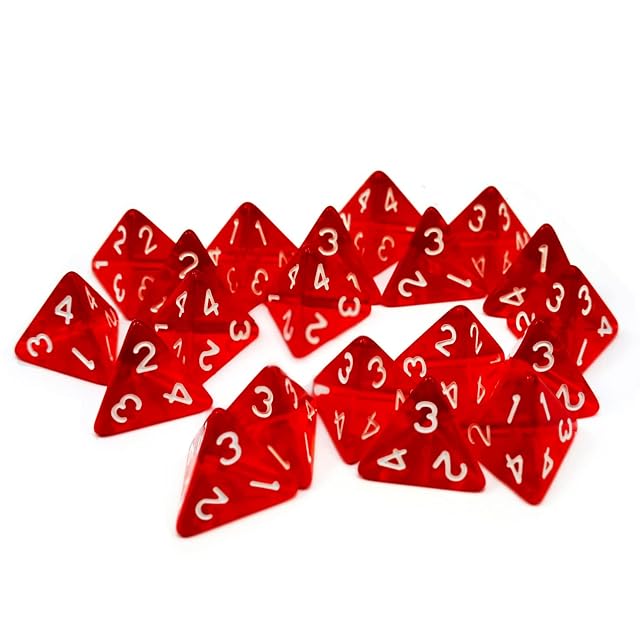 Foto 4 de 5 de Bescon Standard Sized Transparent Red D4 Dice 20pcs Healing Potion Bottle