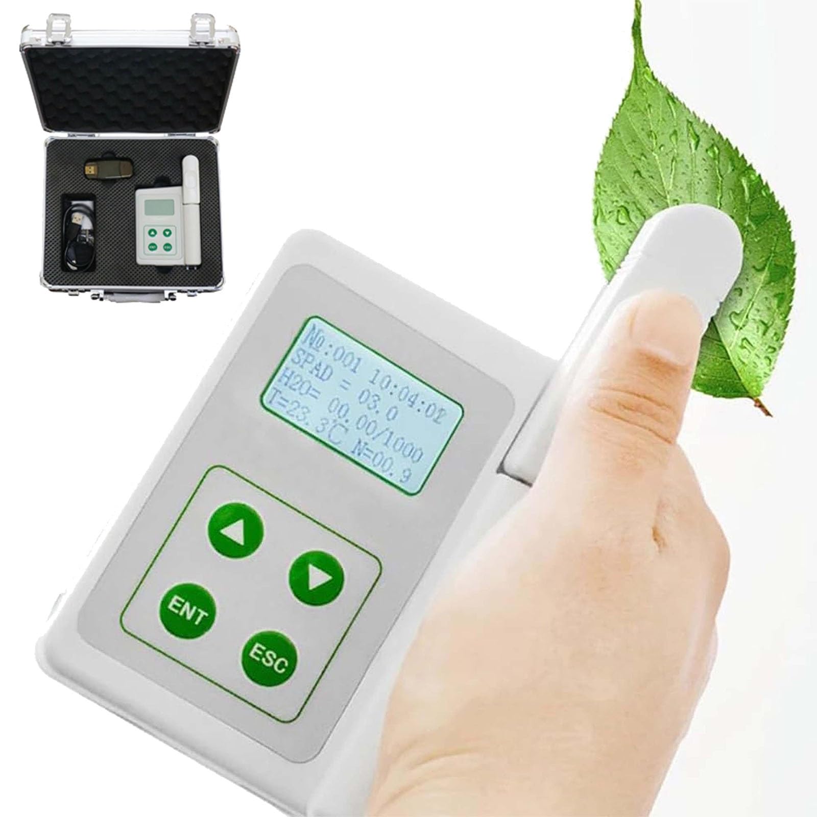 Analizador de clorofila portátil recargable, 0,0-100 SPAD, for agricultura y jardinería de precisión.