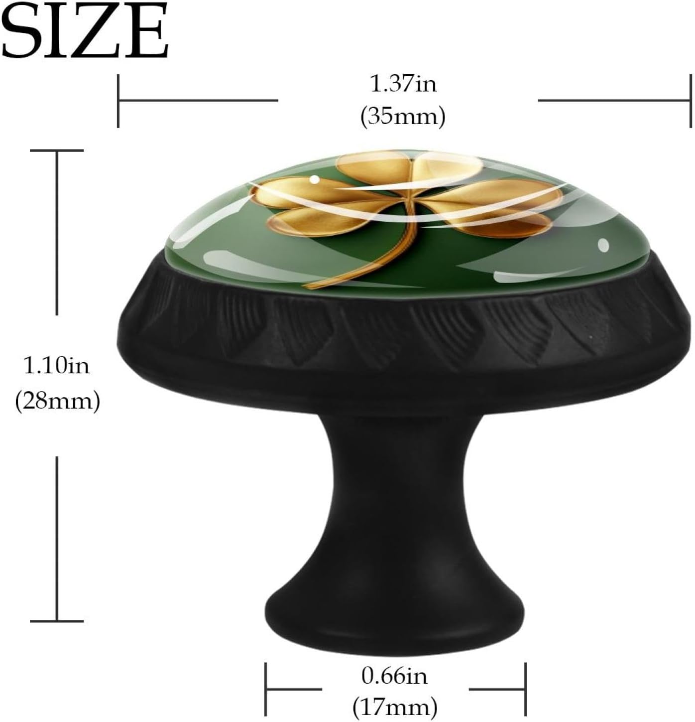 Black St. Patrick's Day (1) Glass Drawer Knobs, Universal Cabinet Pulls for Kitchen Cabinet and Bathroom