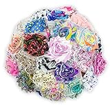 JLIKA (50 pieces) Shabby Flowers - Chiffon Fabric Roses - 2.5