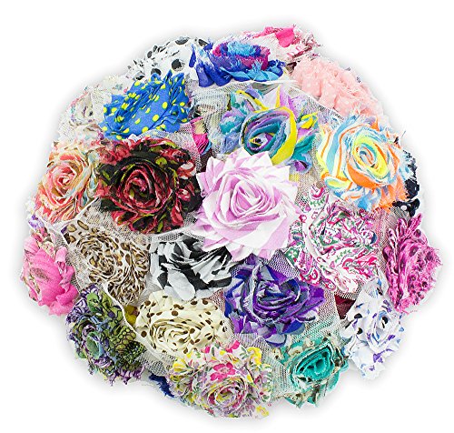 JLIKA (50 Pieces) Shabby Flowers - Chiffon Fabric Roses - 2.5 JLIKA (50 Pieces) Shabby Flowers - Chiffon Fabric Roses - 2.5