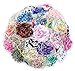 JLIKA (50 pieces) Shabby Flowers - Chiffon Fabric Roses - 2.5" - Prints - Assorted Color Mix - Single Flowers Grab Bag