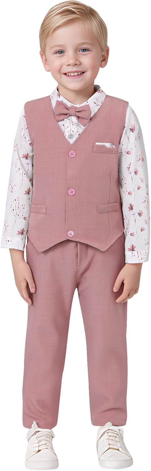 nilikastta Toddler Baby Boy Clothes Suit Gentleman Wedding Outfits Formal Dress Shirt/Bowtie/Vest/Suspender Pants 1-9 Years - Image 2