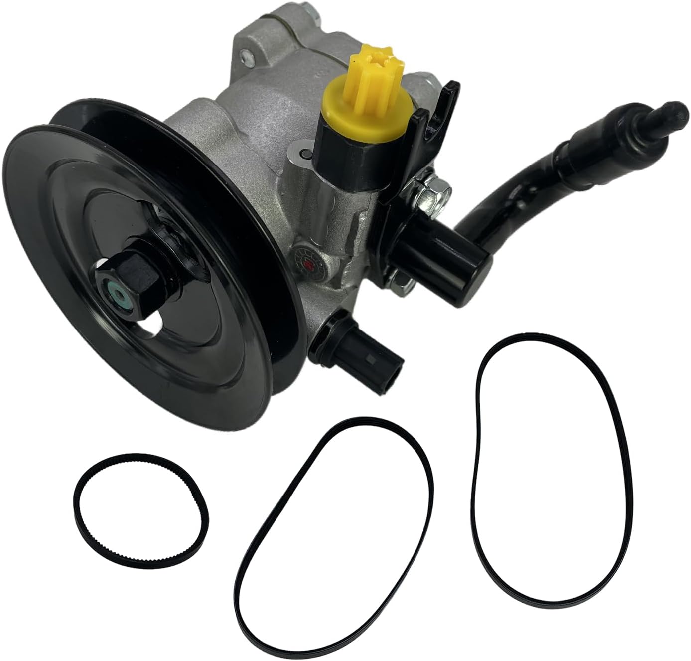 Power Steering Pump With 3 Pack Belts Fit for 2006-2011 Kia Rio Rio5 L4 1.6L Replace 57100-1G000 57100-1E001 571001G000 571001E001