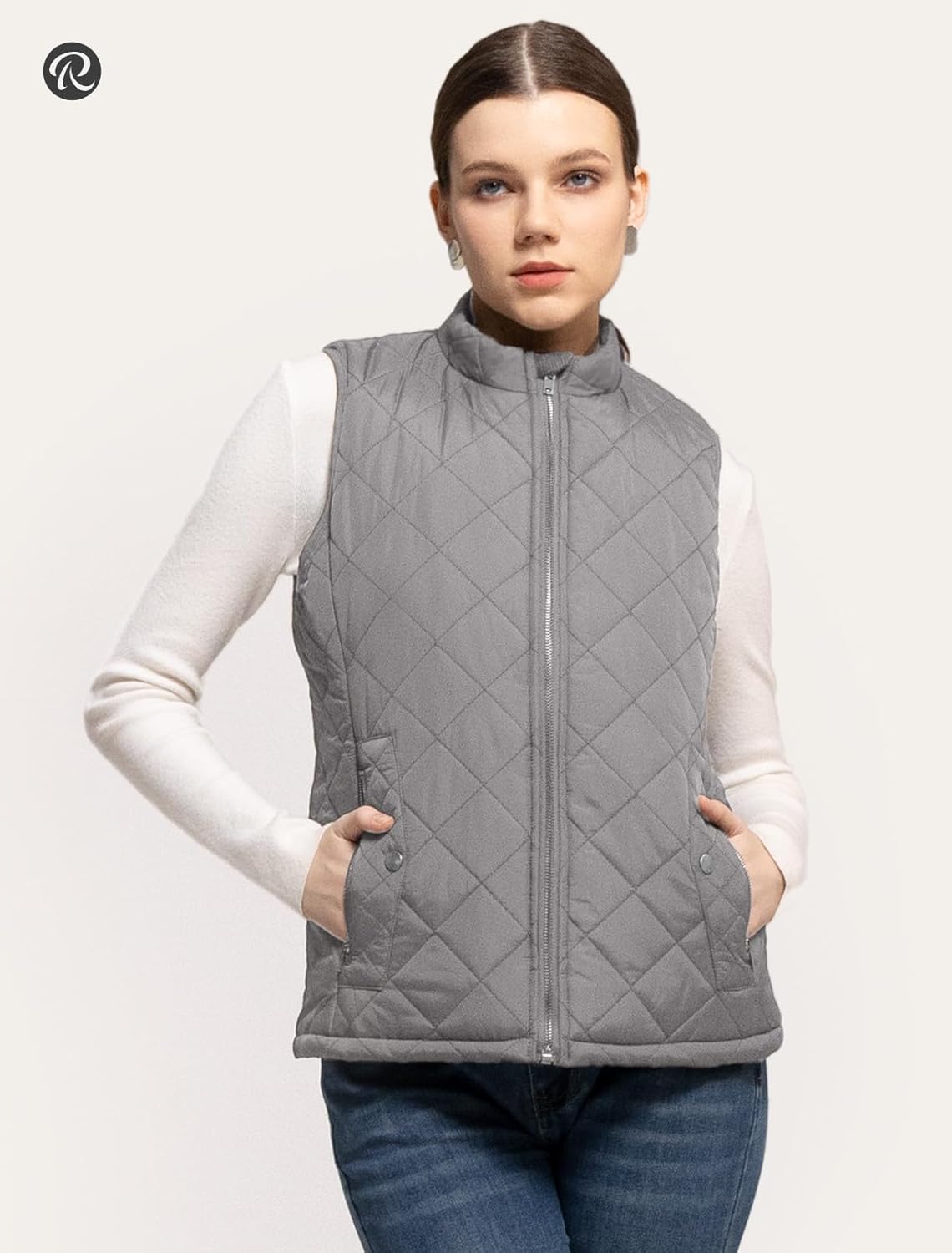Women's Vest, Quilted Puffer Water-Resistant Zip With Pockets - Image 2