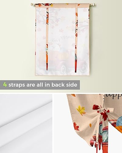 Miniatura 5 de Cenefa de otoño con diseño de calabaza para ventanas, cortinas de amarre para camiones con cenefa de cortina de calabaza Harvet para cocina, baño,