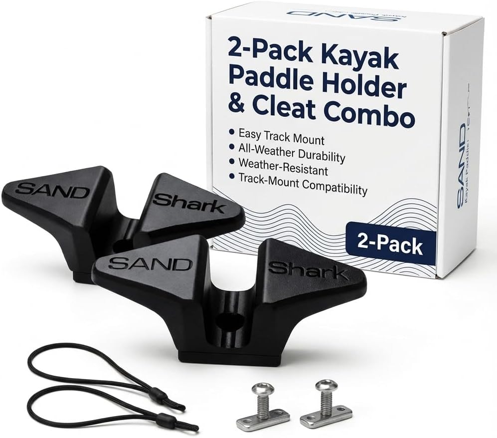 2-Pack Kayak Paddle Holder & Cleat Combo – Track-Mount Kayak Accessory for Fishing & Recreation – Weather-Resistant, Strong & Flexible Material – Fits Standard Kayak Track Systems