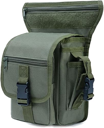 KOOYU Bolsa táctica para muslo, bolsa militar de pierna de caída para hombres, bolsa de cintura multifuncional, Verde militar