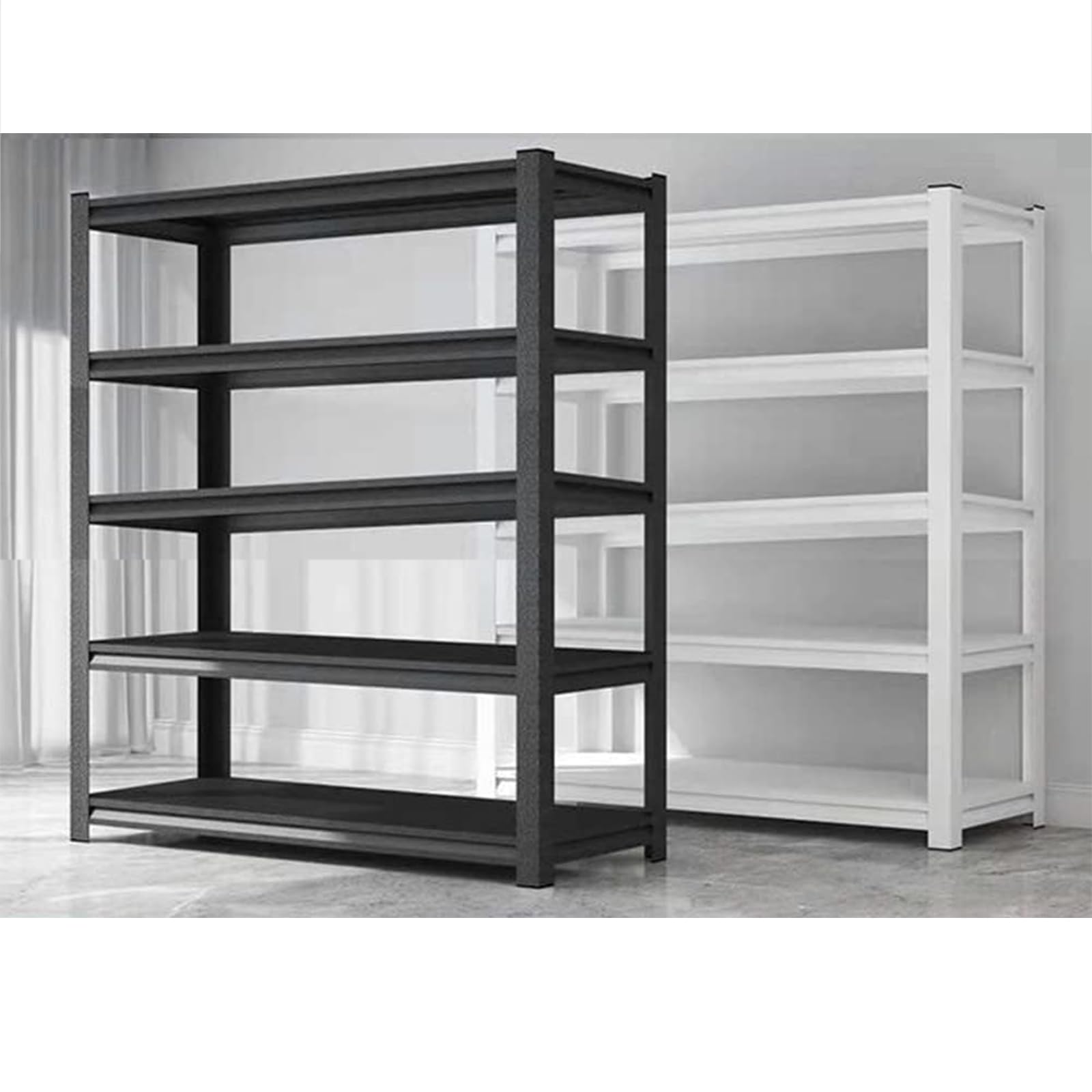 Wytrzymały 5-poziomowy stalowy stojak do przechowywania – regulowany metalowy regał do garażu, magazynu i piwnicy, łatwy montaż, 183 cm wys. x 150 cm szer. x gł. solidne białe półki do przechowywania