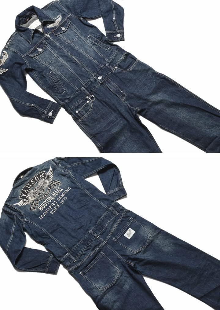 VANSON フライングエンブレム 絵刺繍 デニム オールインワンFV-60T VANSON フライングエンブレム 絵刺繍 デニム オールインワンFV