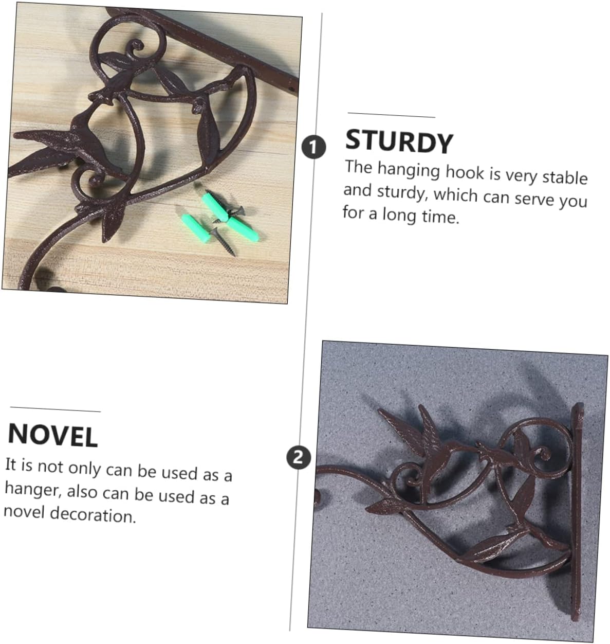 2pcs Iron Wrought Wall Baskets Bracket European Style Planter Hook Rack for Indoor Plants Decorative Hanging Pot Holder