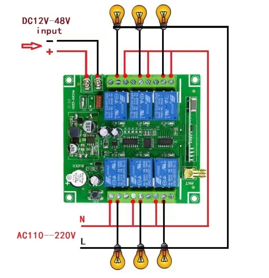 Larga distancia universal 20 ~ 200 m CC 12 v 24 v 36 v 48 v 10 a 6 ch 30 a Relé RF inalámbrico mando a distancia 433/315 MHz industrial/agrícola 1,5 m antena (2RF)