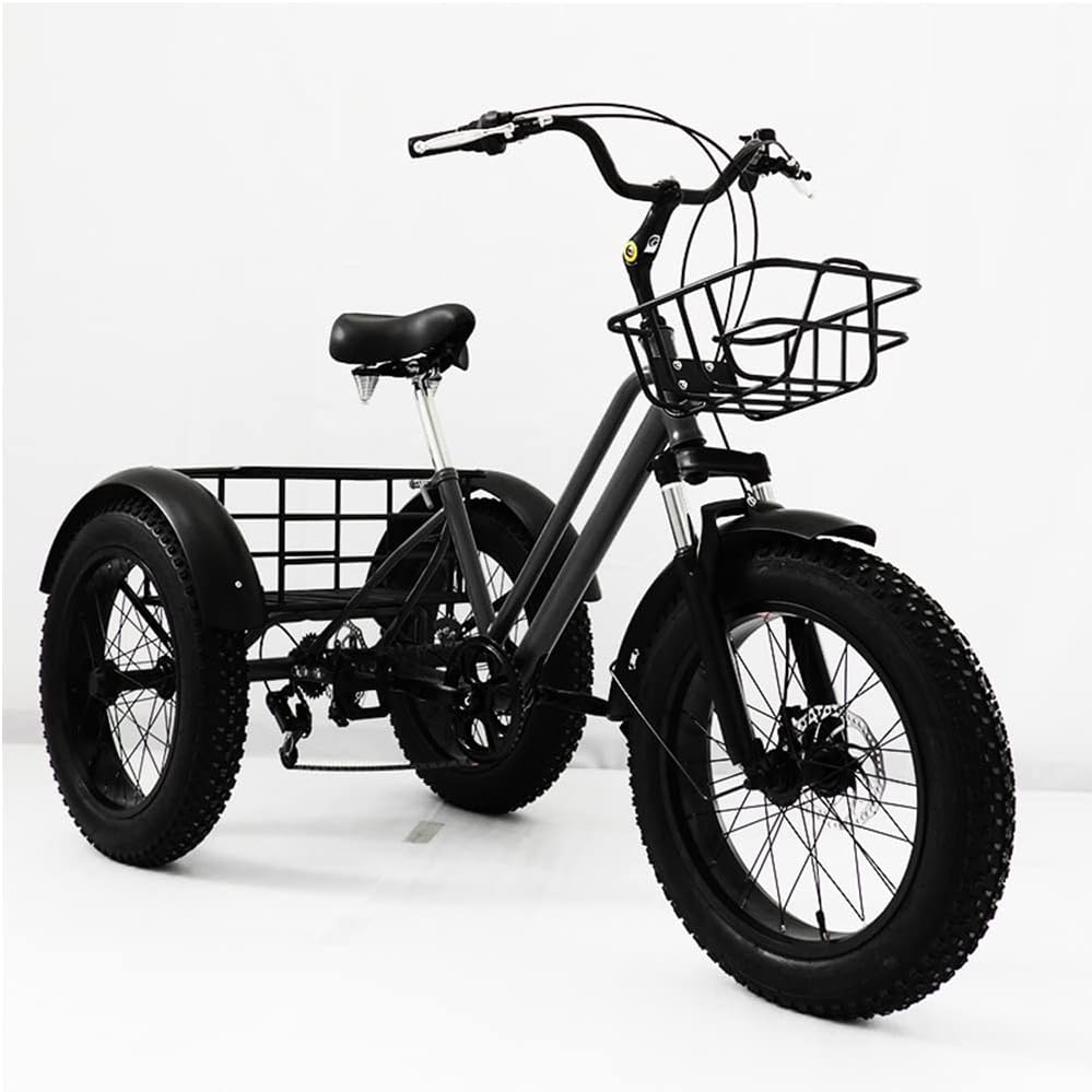 Adults Cruiser 20'' City Commuter Tricycle, Women Men Mountain Bike for