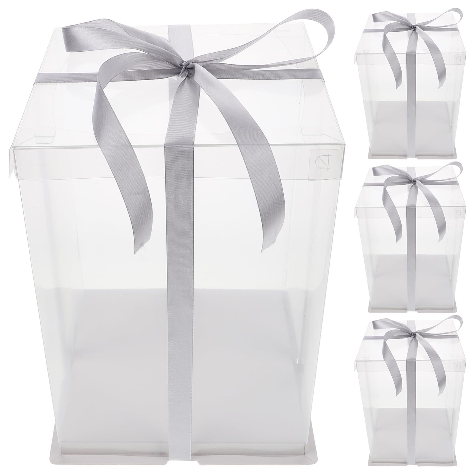 Cabilock 4Pcs Plastic Cake Boxes for Birthday Cake Storage Transparent Cake Packing Box for Parties and Bakeries Design for Safe Food and Easy Presentation