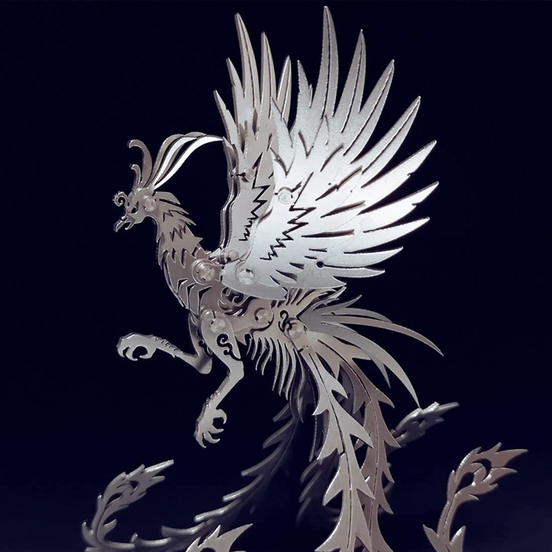 Puzzle 3D in metallo con animali, 100 pezzi fai da te in argento fenice 3D meccanico puzzle per adulti con attrezzi