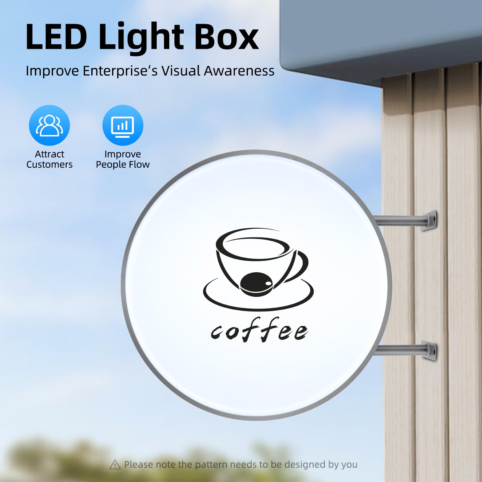 LED Leuchtkasten, Doppelseitig Rund Light Box Leuchtbox Wasserdichte Leuchtschild Leuchtreklame Lichtwerbung 60 cm für Restaurants Imbissbuden Geschäfte (60 cm)