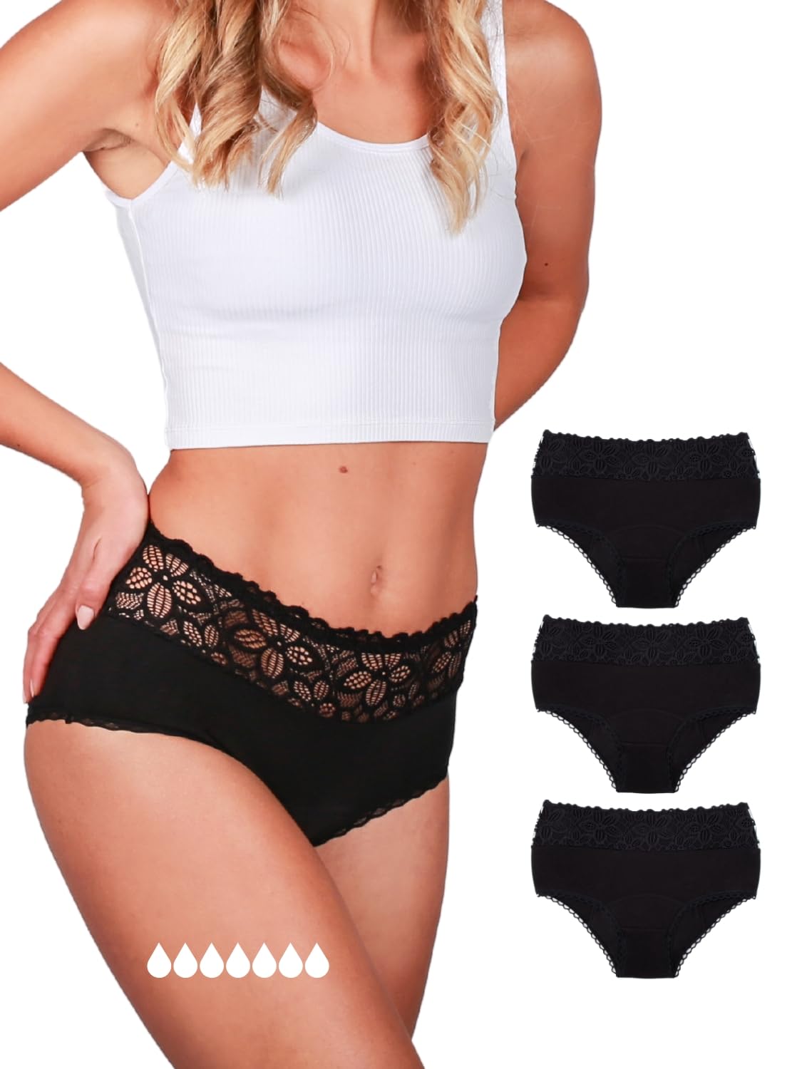 Taynie Biancheria intima deluxe ultra periodica, slip per periodi a prova di perdite e traspiranti, prima biancheria intima mestruale della Germania, sostituisce 6-7 tamponi, durata fino a 12 ore