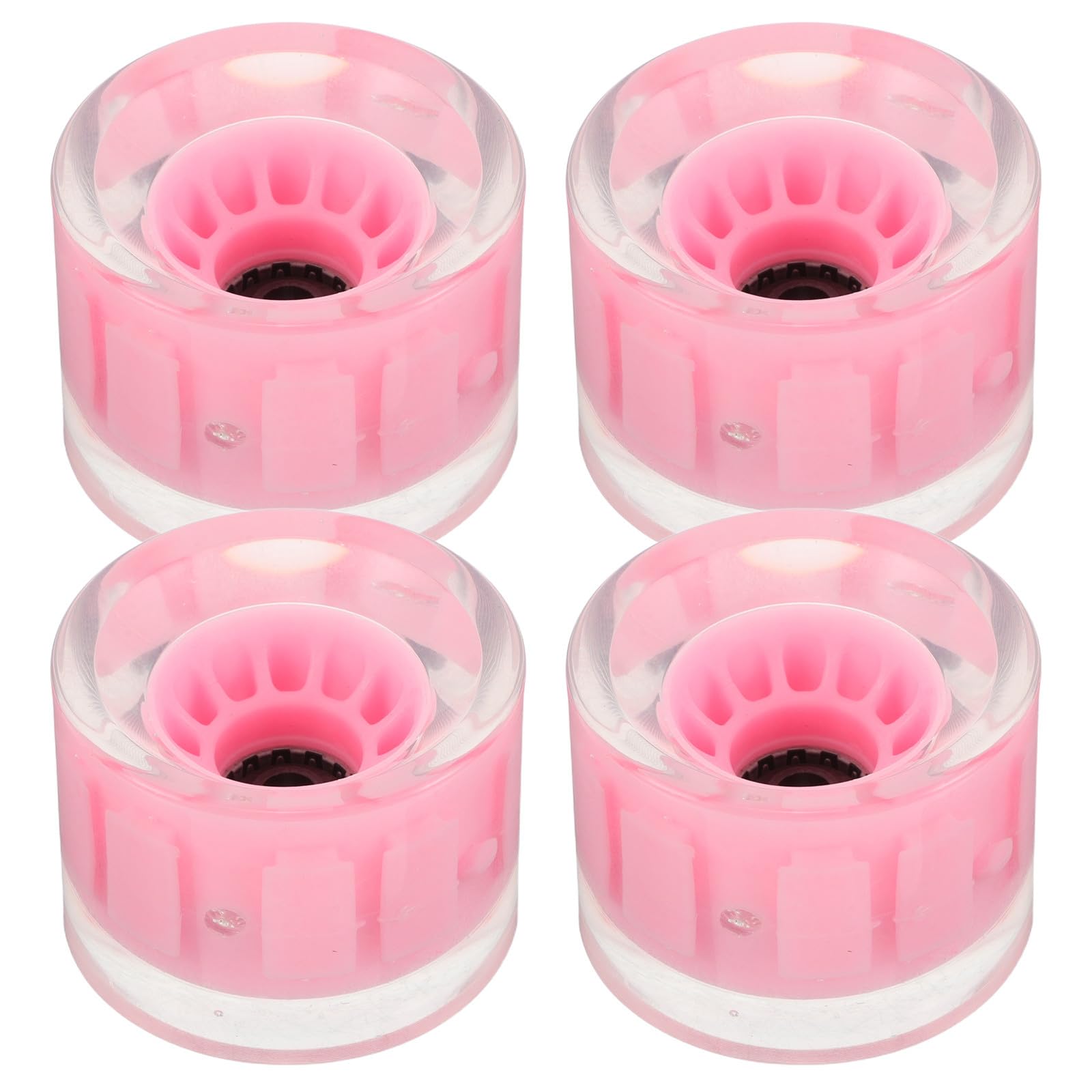 Ruedas de Patineta de PU Rosa Luz LED, 4 Piezas para Longboard y Cruiser, Compatibles Varios Estilos de Patinaje en Calle y Terreno Urbano