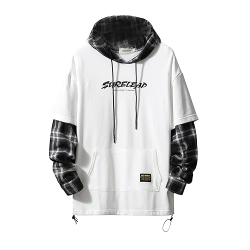 GURUNVANI Japan Style Patchwork Hoodies Men Characters Streetwear Hoodie Men