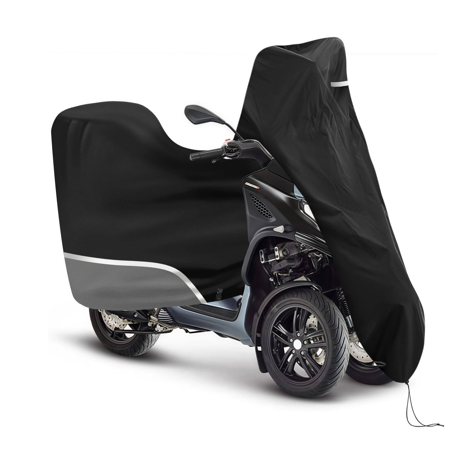 Bâche de protection pour moto, d'extérieur, avec coffre, imperméable et résistante à l'hiver, tissu Oxford 420D, convient pour Piaggio MP3 250/310/300/350/400/500/530 (gris)