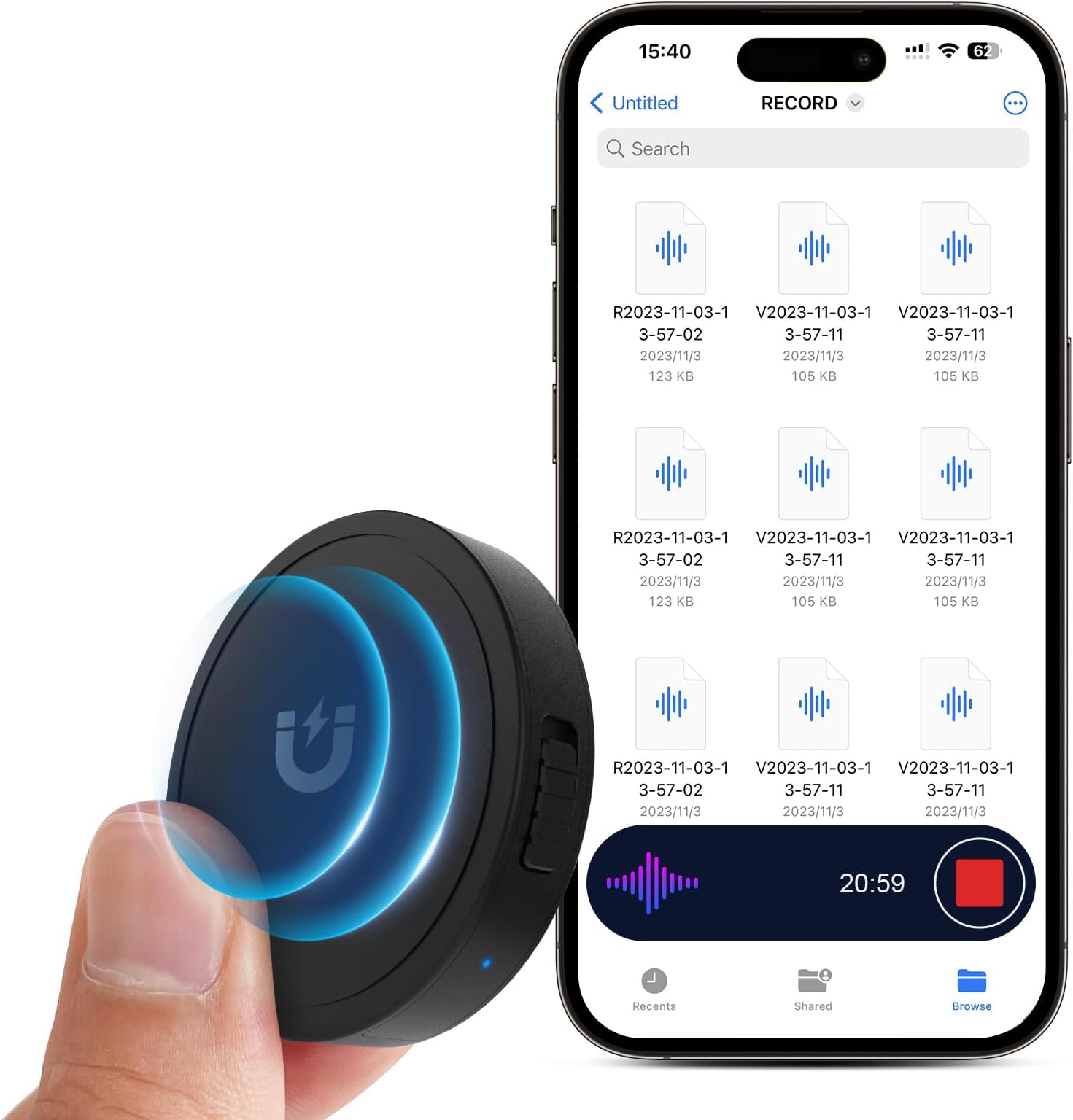132G Voice Recorder (9800 Hours) - Elasound Voice Recorder with Triple Intelligent AI Noise Cancellation, Portable Audio Recorder for Work, Conference, Meeting 【100H in