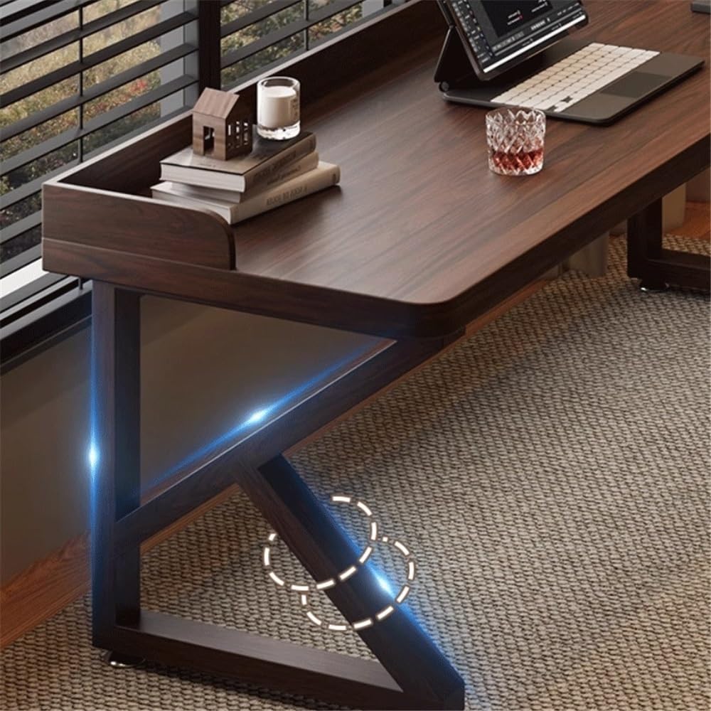 Table Bureau d'écriture de Bureau à Domicile Couleur Noyer avec Pieds en Forme K(L)