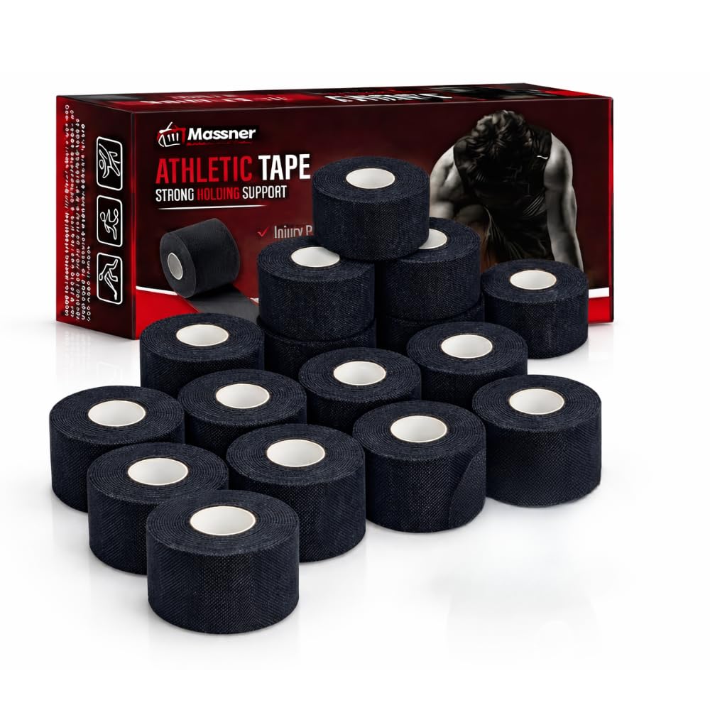 Athletic Tape Black 1 5 x 45ft Per Roll 720ft Total Pack of 16 Strong Sports Tape for