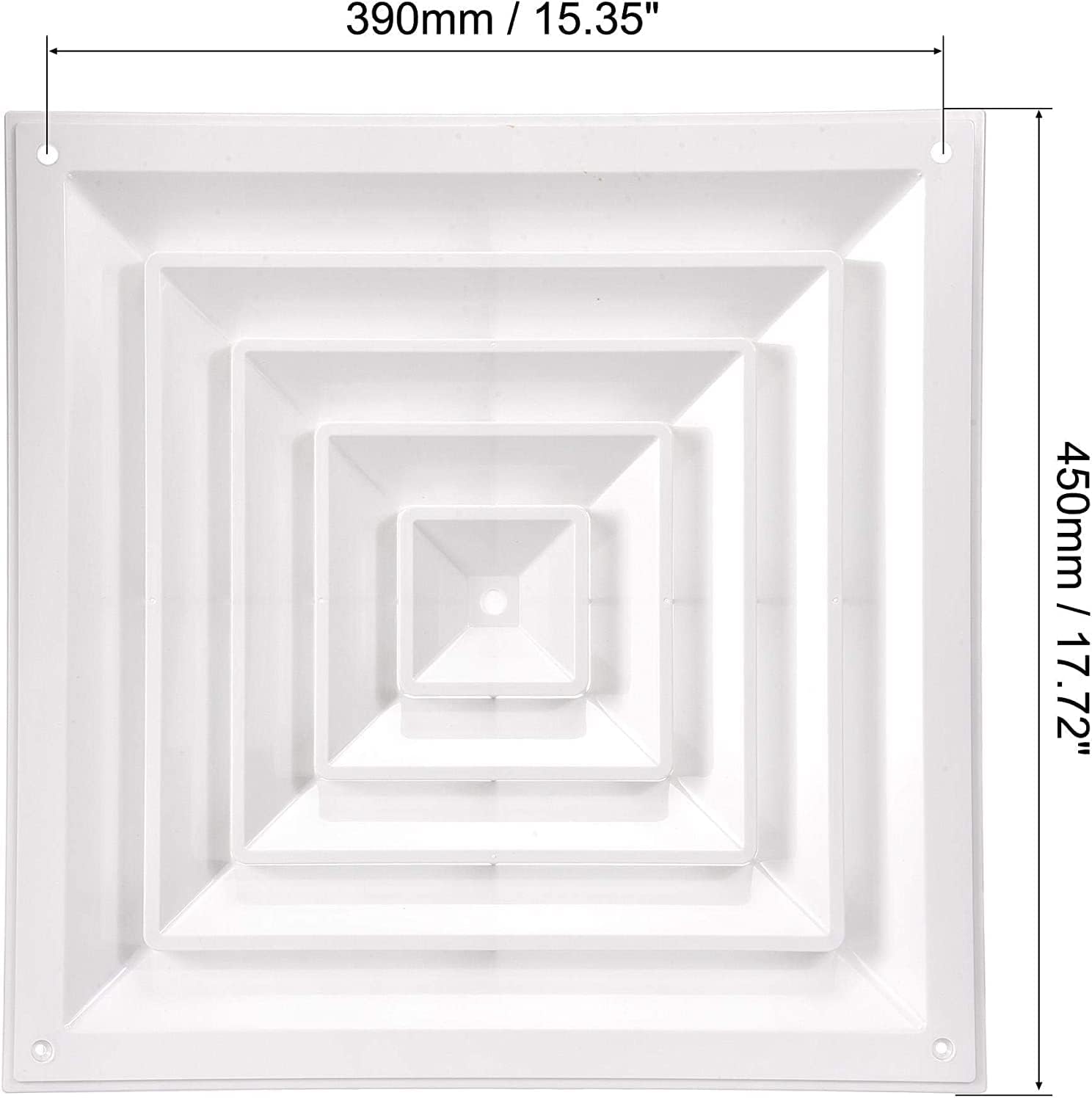 XYWHPGV 15.35 x 15.35 Inch Square Air Vent Duct Connector 5.91 Inch Dia CONDUCT for HVAC Ventilation Cooling Device ABS Plastic White (471b7