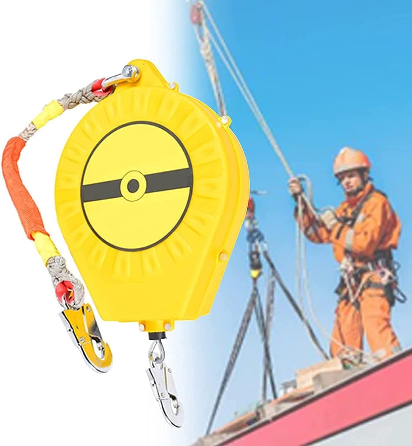 Self-Retracting Lifeline 5m-30m, High-Altitude Fall Protection Safety Rope, Alloy Steel Self-Locking Hook, 150kg Load Capacity(30m)
