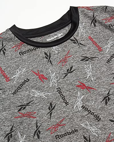 Reebok Boys' Active Shorts Set - 2 Piece Performance T-Shirt And Basketball Gym Shorts (8-12), Size 12, Black/Grey Multi #TOP3