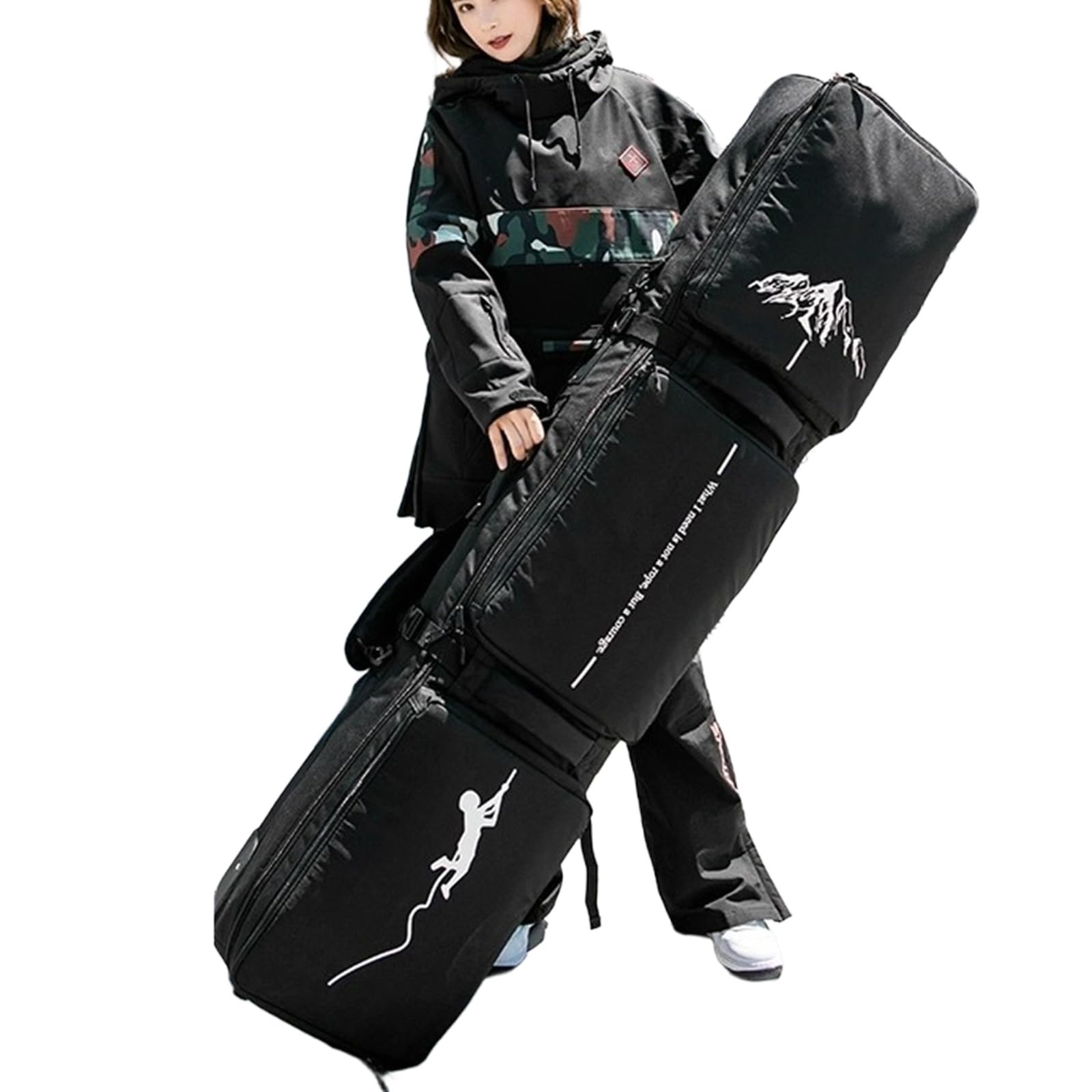 Rollbare Skitasche Mit Rollen Für Flugreisen, wasserdichte Reise-Snowboardtaschen, Robuste, Gepolsterte Skischuhtasche Für 2 Paar Ski