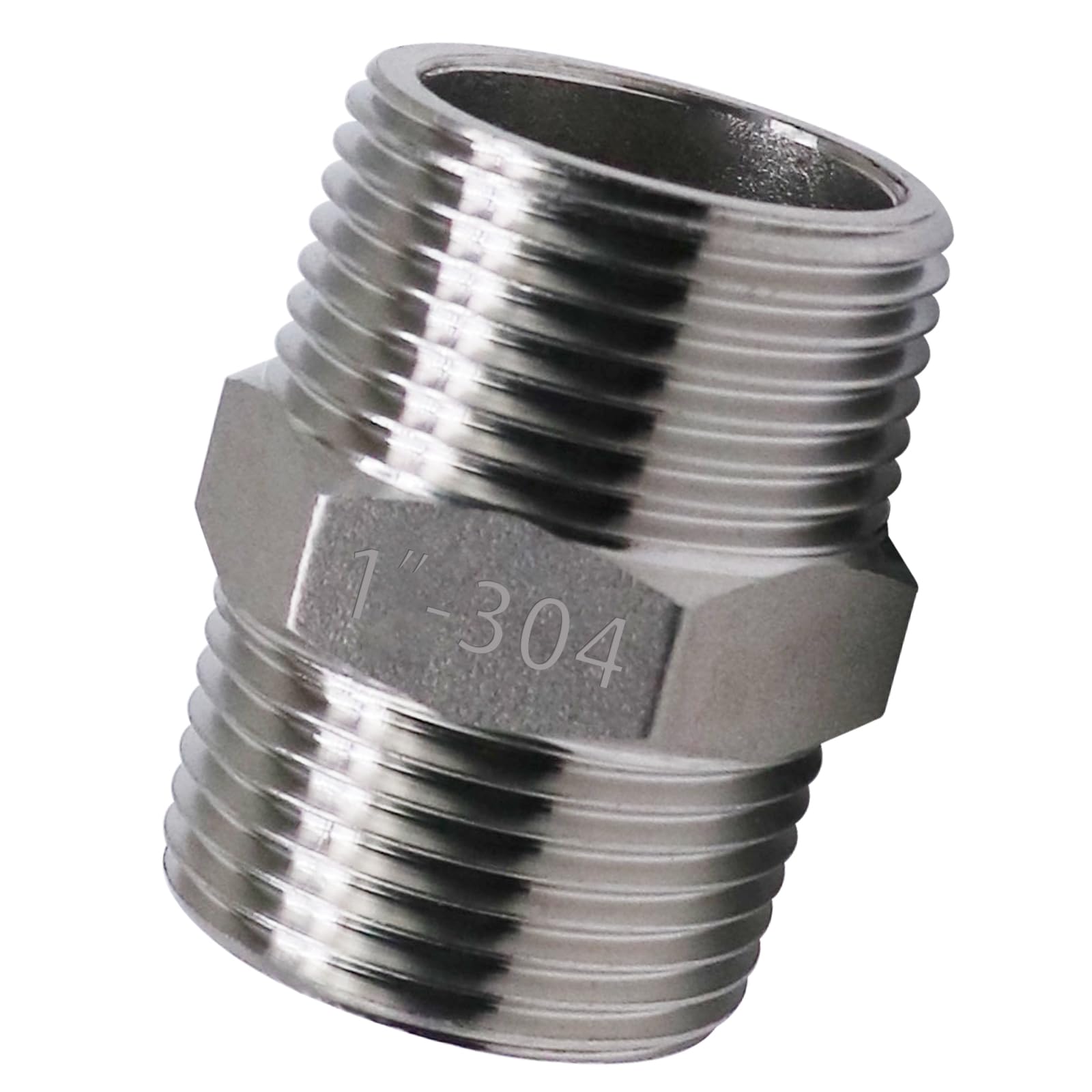 Horiznext NPT 1 Stainless Nipple, 304 SS Hex Nipple, NPT Male Pipe