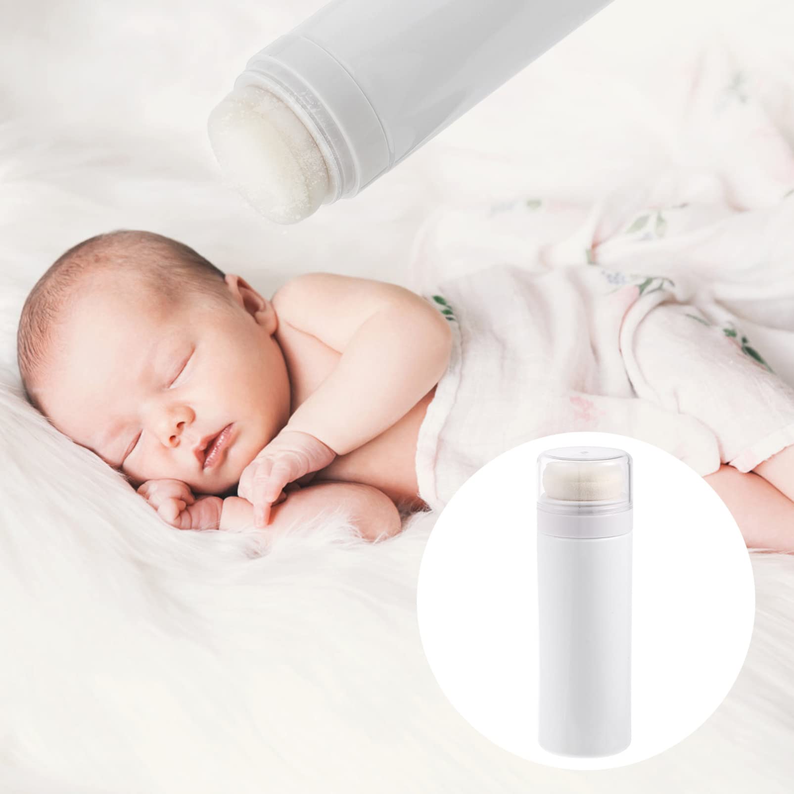 OSALADI Boîte À Poudre Bébé Portable Avec Houppette 14.8Cm Flacon Pratique Pour Application Facile De Poudre Après Bain