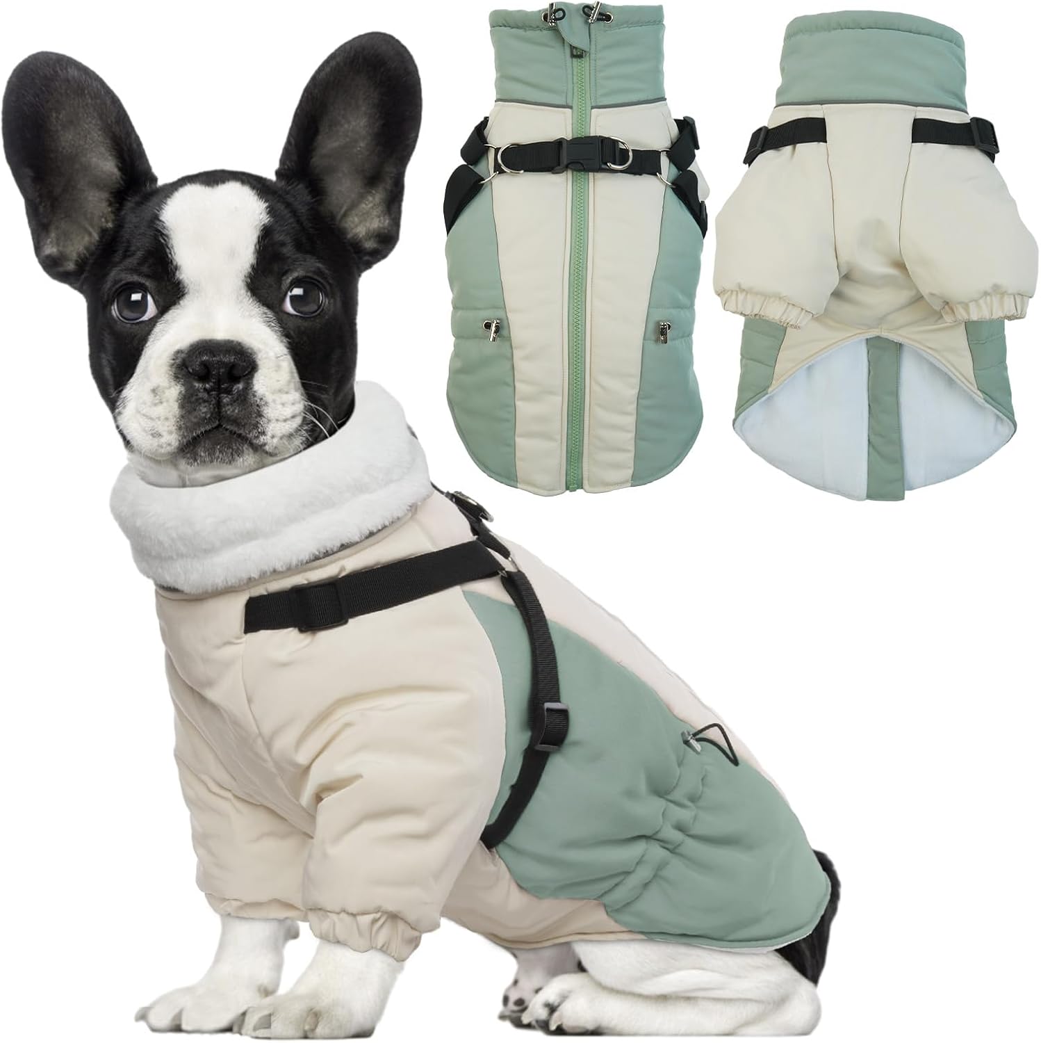 Dog Coat Winter, Warm Dog Jacket with Legs, Winter Coat Dog with Zip and Reflective Stripes, Dog