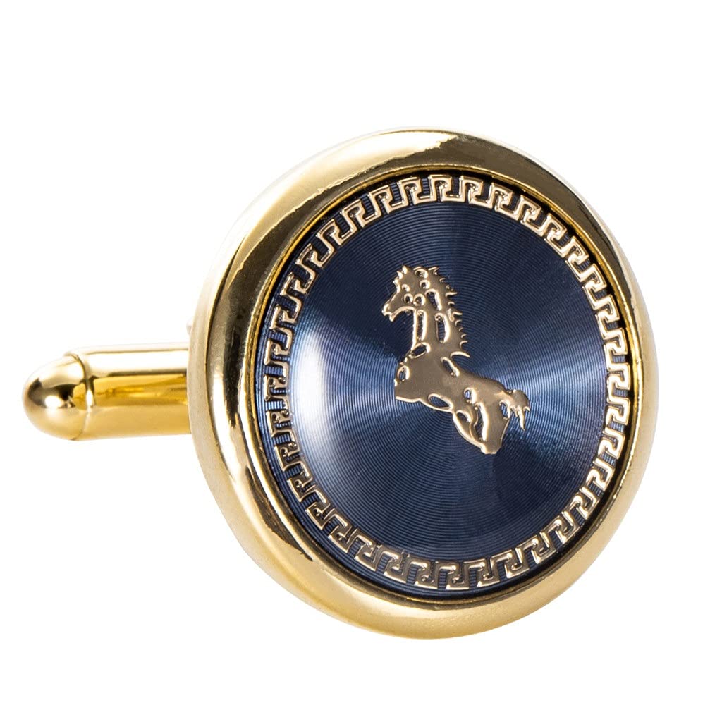 Goldene Manschettenknöpfe mit Pferdemotiv, Krawattenklammer für Krawattennadel, Geschenk für Herren, klassisches Muster, Krawattennadel-Set (Farbe: Gold, Größe: Einheitsgröße)