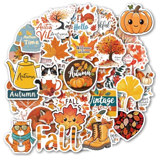 100 Pcs Fall Stickers Maple Leaf Pumpkin Thanksgiving Autumn Stickers