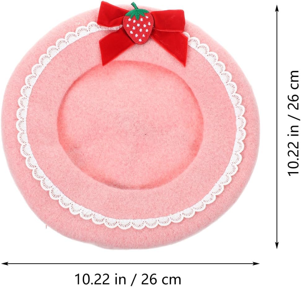 ABOOFAN Women Beret Hat Strawberry Fruit Hat French Beanies Wool Cap Women Fashion Accessory for Halloween Christmas Winter