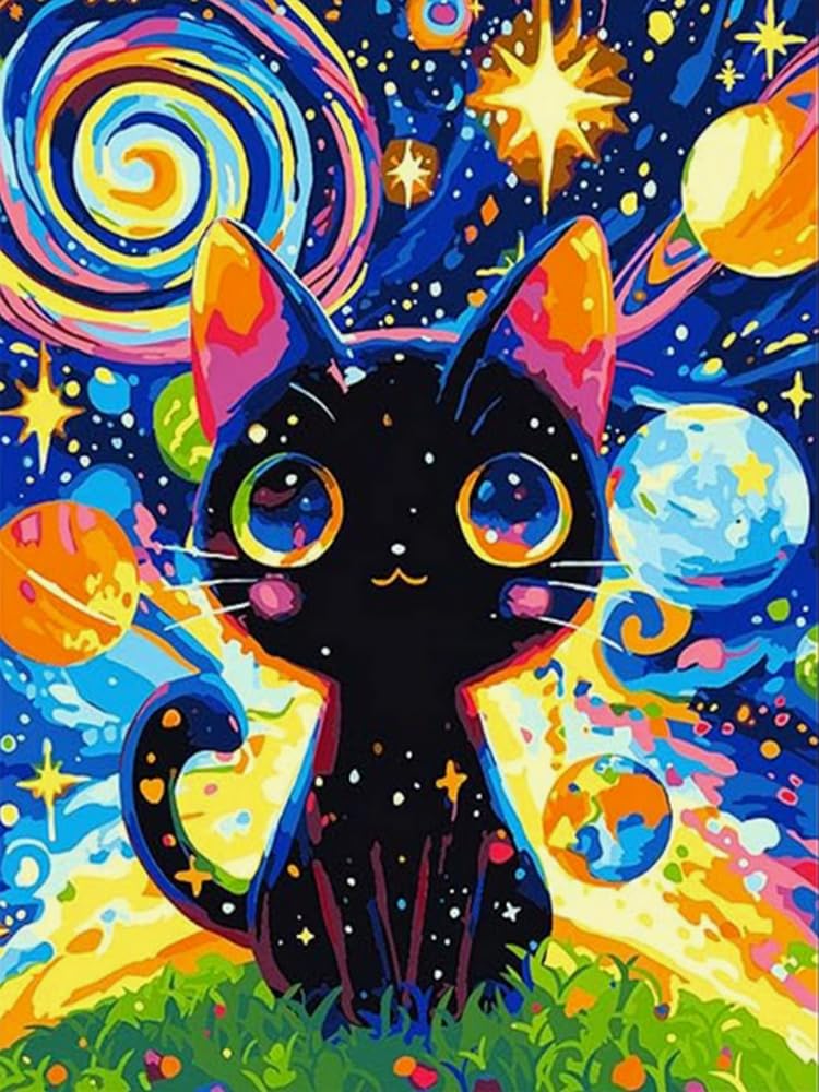 WELIWE Stamped Cross Stitch Kits for Adults 11CT Cross-Stitch Kit for Home Wall Decor DIY Embroidery Kit Needlework Crafts Painted Cat 40x50 cm