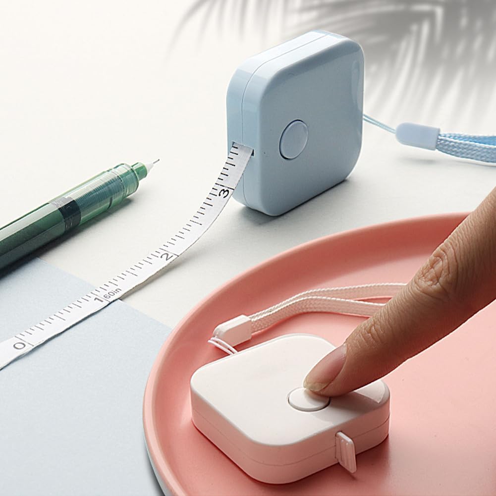 4Pcs 4 Colors Square 60 Inch Tape Measure Soft Retractable Mini Rulers Sewing Plastic Measuring Tape with Push Button for Body Measurements Sewing Tailor Cloth Knitting Craft