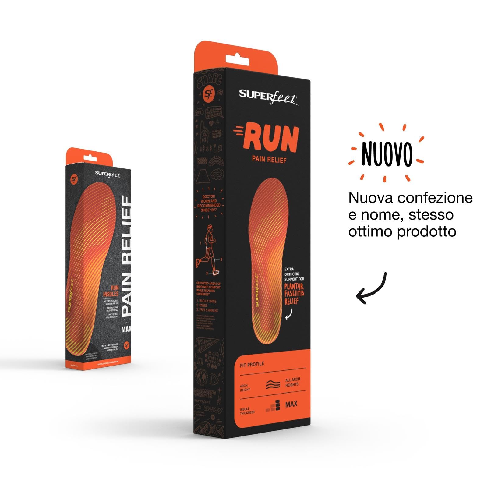 Superfeet Run Solette di Supporto ad Alto | Calotta in fibra di carbonio EVOLyte e schiuma per la corsa, sostegno dell'arco plantare, ammortizzazione a doppio strato