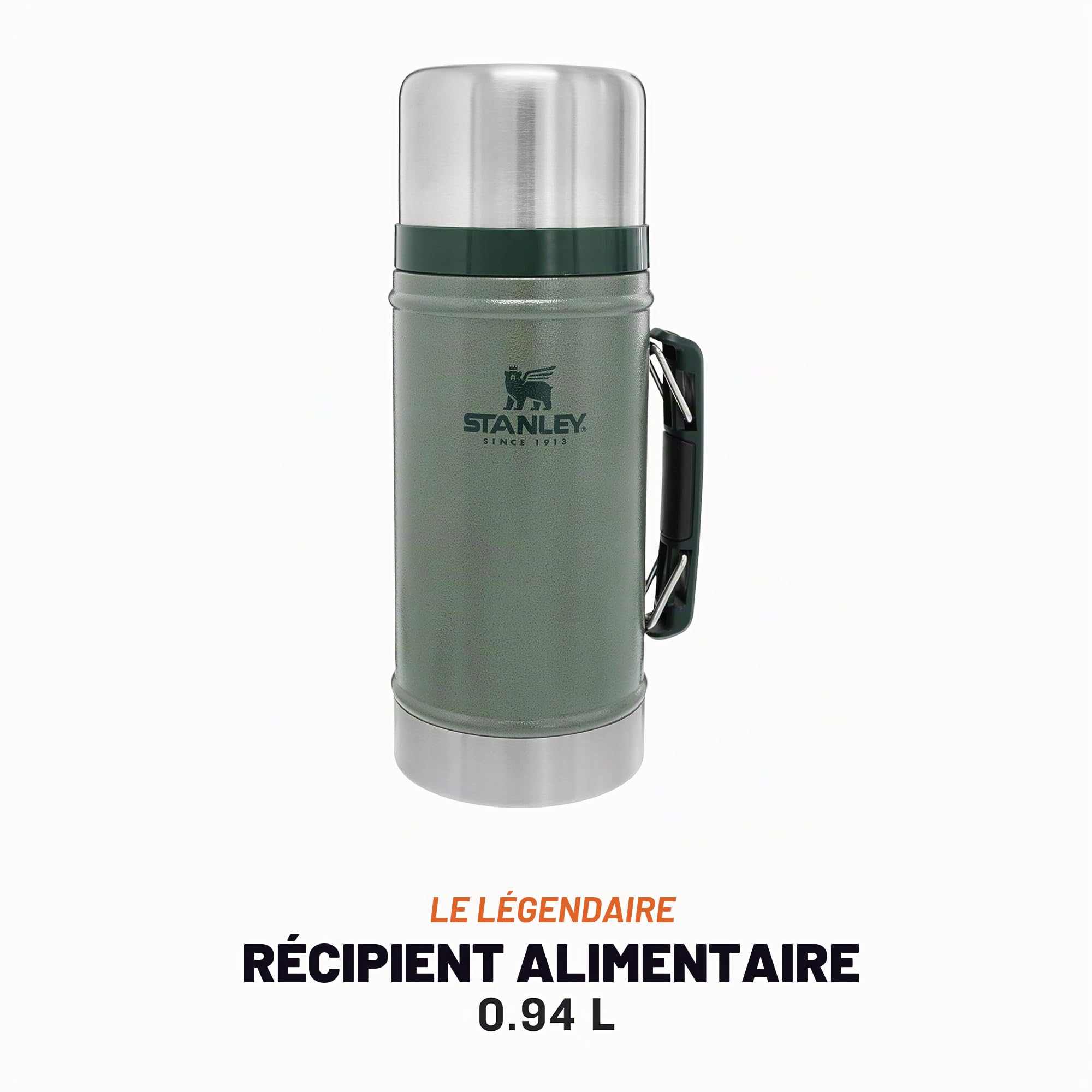 STANLEY Classic Legendary Food Jar 0.94L - Thermos Alimentaire Chaud a 20h - Lavable au Lave-Vaisselle - Acier Inoxydable - Sans BPA - Lunch Box Isotherme - Hammertone Green