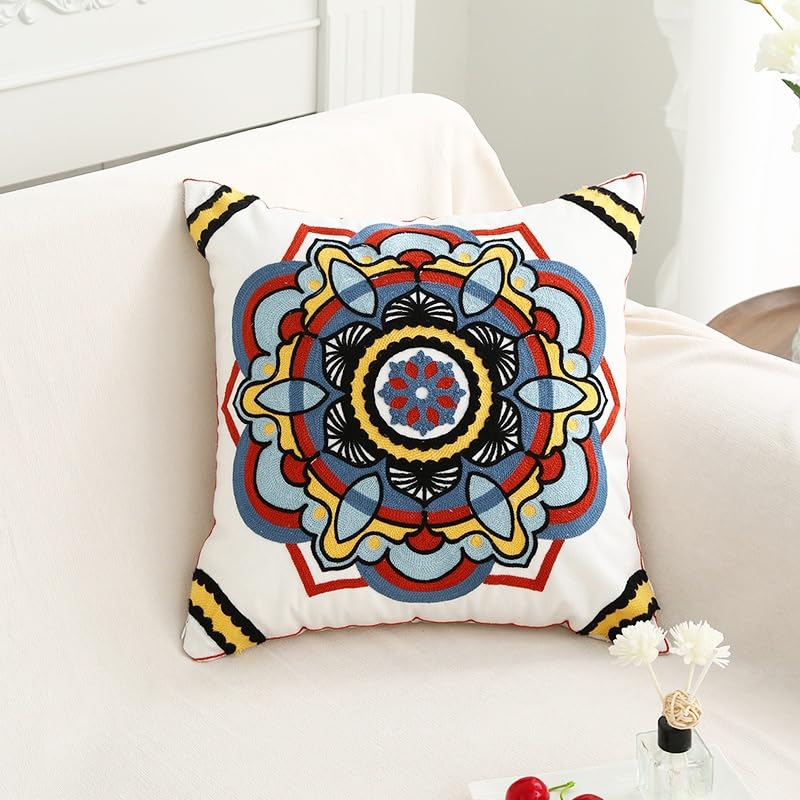 1/2 szt. haftowane dekoracyjne poszewki na poduszki 45 x 45/43 x 43 cm kwadratowe lniane poszewki na poduszki kwiatowe boho poszewki na poduszki na sofę do sypialni