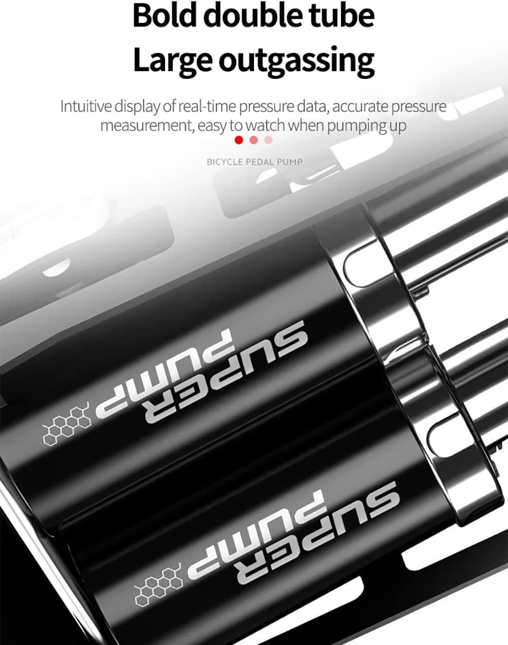 Aedcbaide Double Cylinder Bike Pump,Double Barrel Foot Pump,Bike Foot