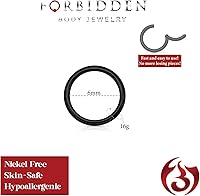 Vista 78 de Forbidden Body Jewelry - Piercing para la nariz de acero quirúrgico 316L con bisagra, 14G, 16G, 18G, diámetro de 15/64, 5/16, 25/64, 15/32 pulgadas