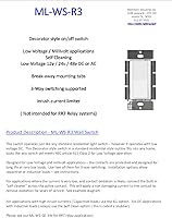 Vista 2 de ML-WS-R3 Interruptor basculante estilo decorador de encendido/apagado, blanco, bajo voltaje (12 V, 24 V, 48 V, milivoltio) CC o CA, 2 amperios, baja
