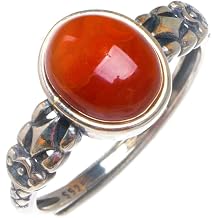 StarGems Natural Nanjiang Red Agate Opening Concise Handmade 925 Sterling Silver Ring 6.75 D1016