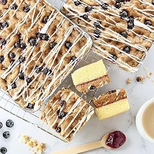 Blueberry Crumb Cake with Vanilla Drizzle (2-PACK) 8x8in Moist Blueberry Crumb Cakes for Parties, Housewarming, Birthday, Sympathy, or Any Occasion