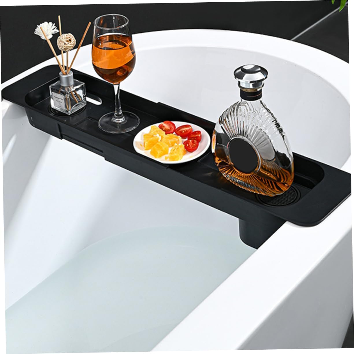 Garneck Telescopic Plastic Bathtub Tray Expandable Bath Storage Rack for Bathroom Accessories for Wine Books and Tablets Fits Standard Bathtubs